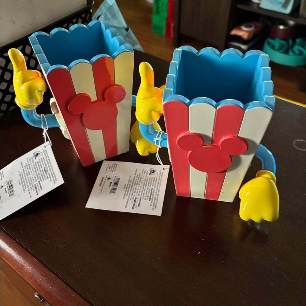Disney Mickey Mouse Popcorn Buckets - Red, White, Blue, Yellow
